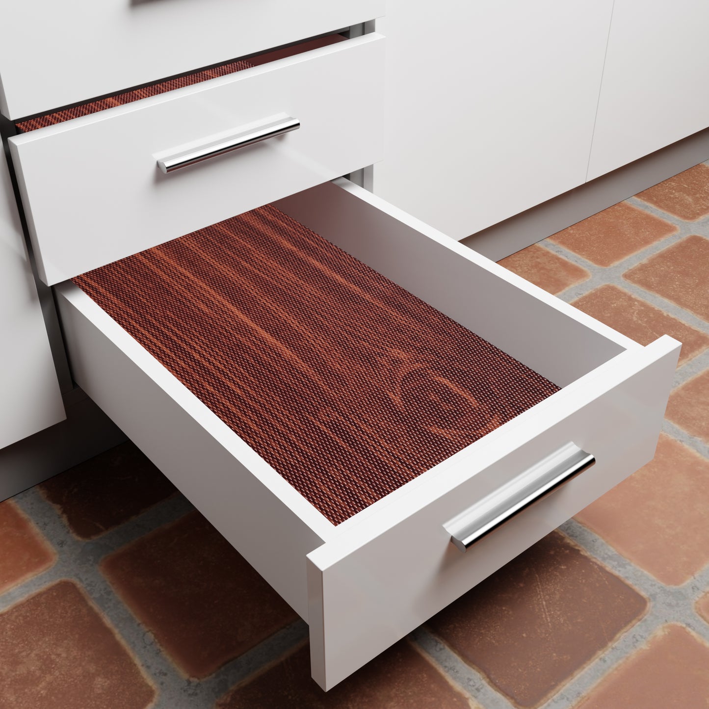 45cm x 10m Multipurpose Waterproof Wooden Printed Diamond Anti-Slip Shelf Liner Mat Brown