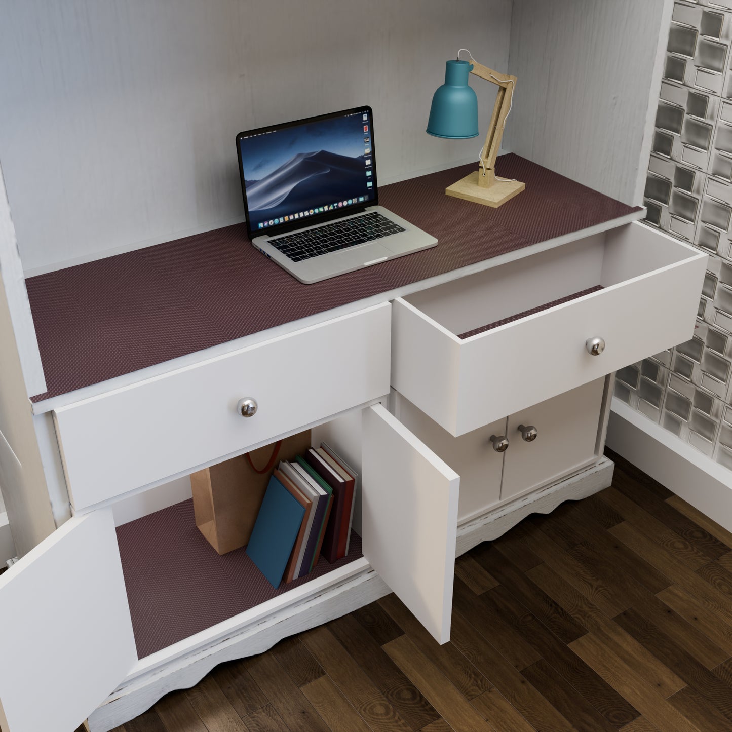 60cm x 10m Multipurpose Waterproof Diamond Anti-Slip Shelf Liner Mat Brown