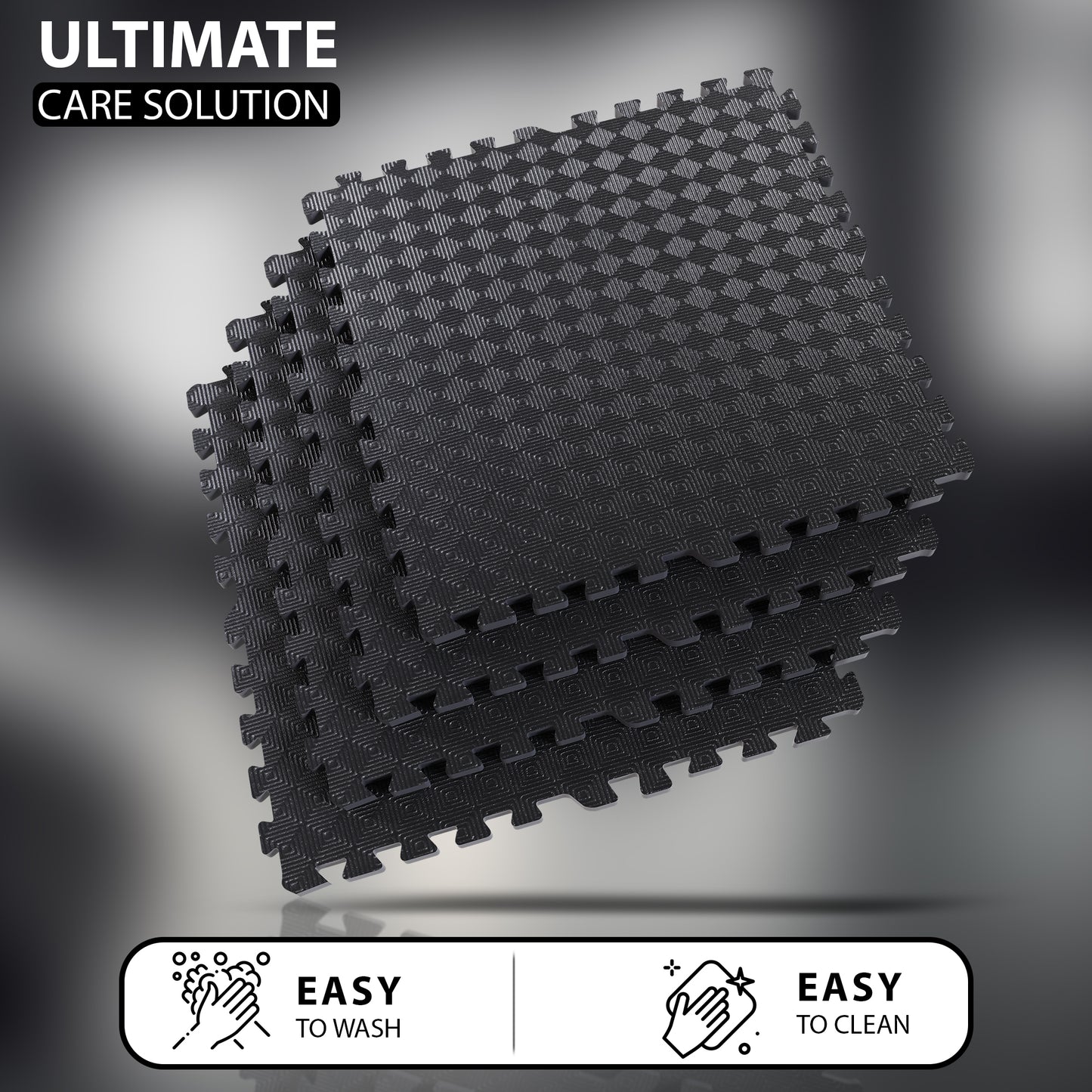 12 mm (Single tile covering 4 Sq ft) Interlocking Gym Floor Mats:- Black