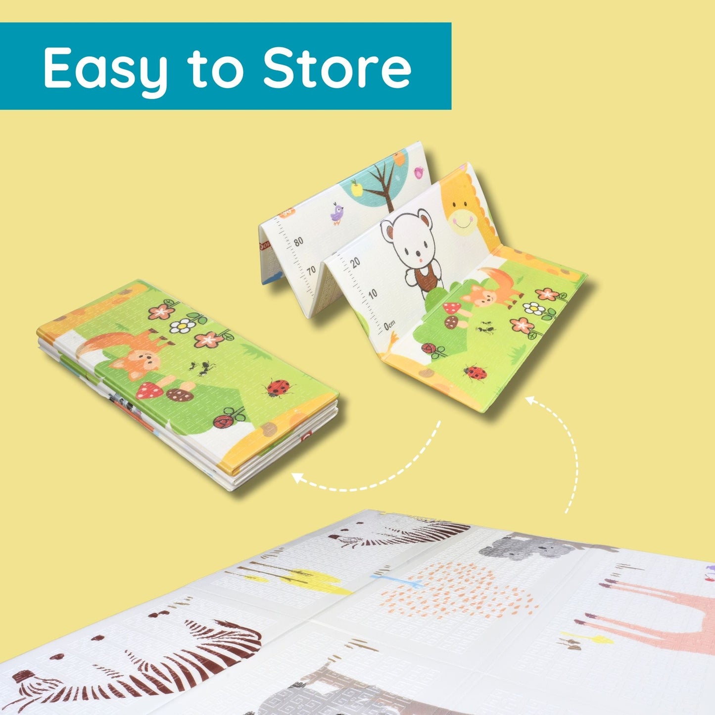 Reversible Giraffe and Rainbow Print Mat for Kids