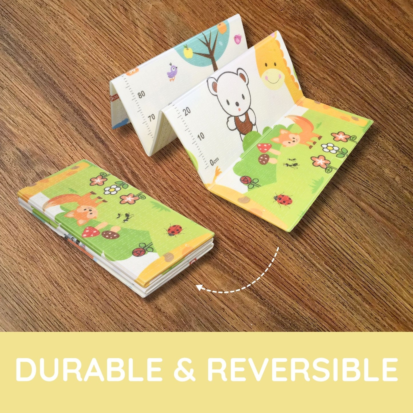 Reversible Giraffe and Rainbow Print Mat for Kids