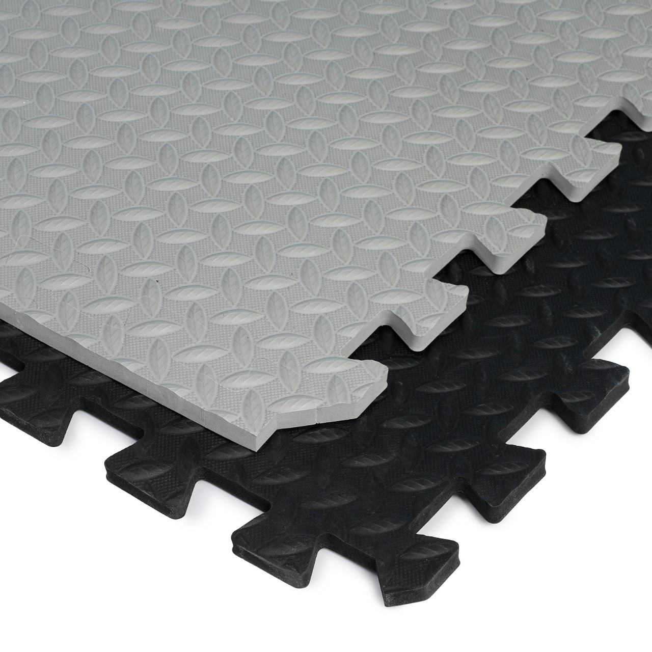 25 mm (1 tile covering 4 Sq Ft) Interlocking Gym Floor Mats:- Black & Grey