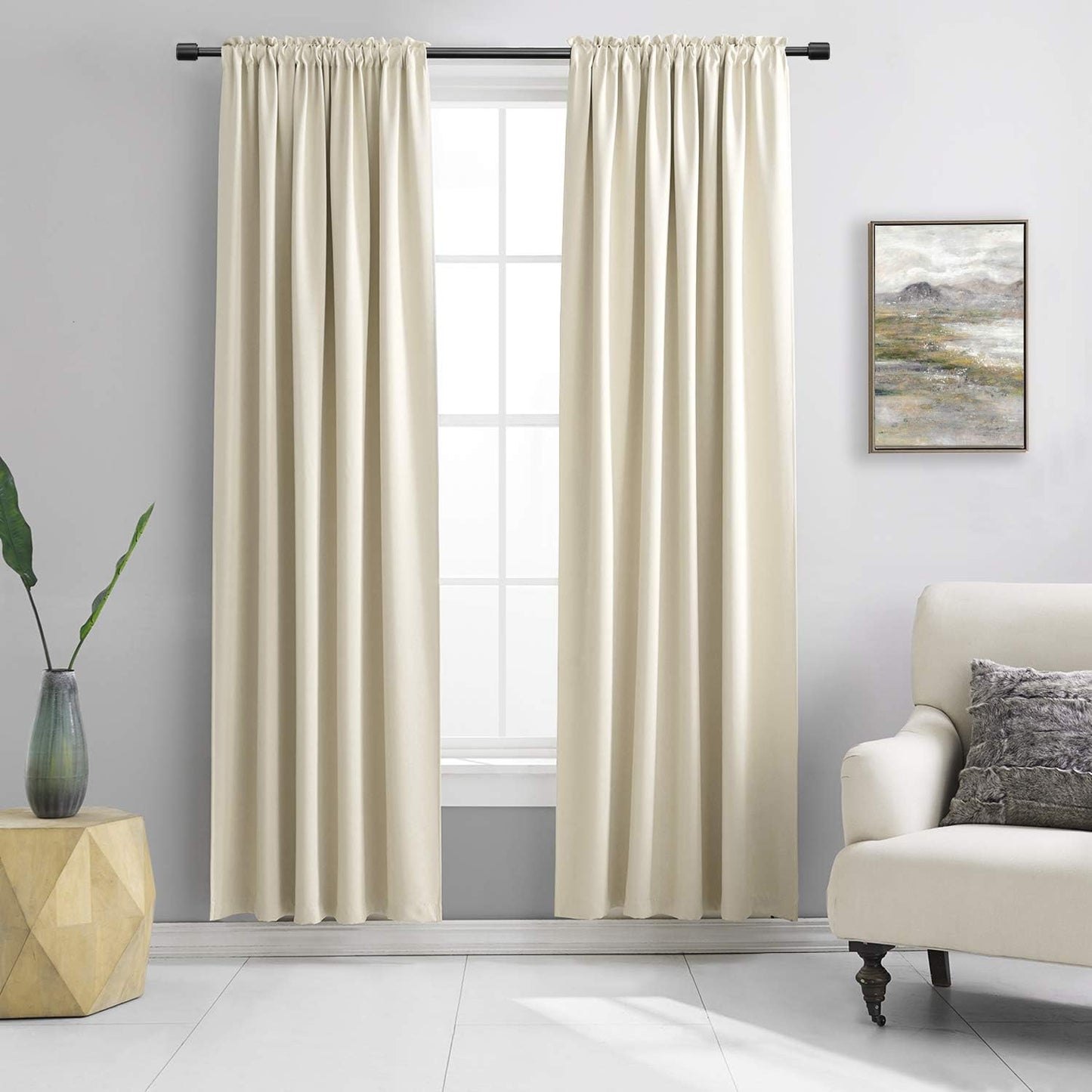 Thermal Insulated Room Darkening Blackout Curtains - Set of 2 - Cream