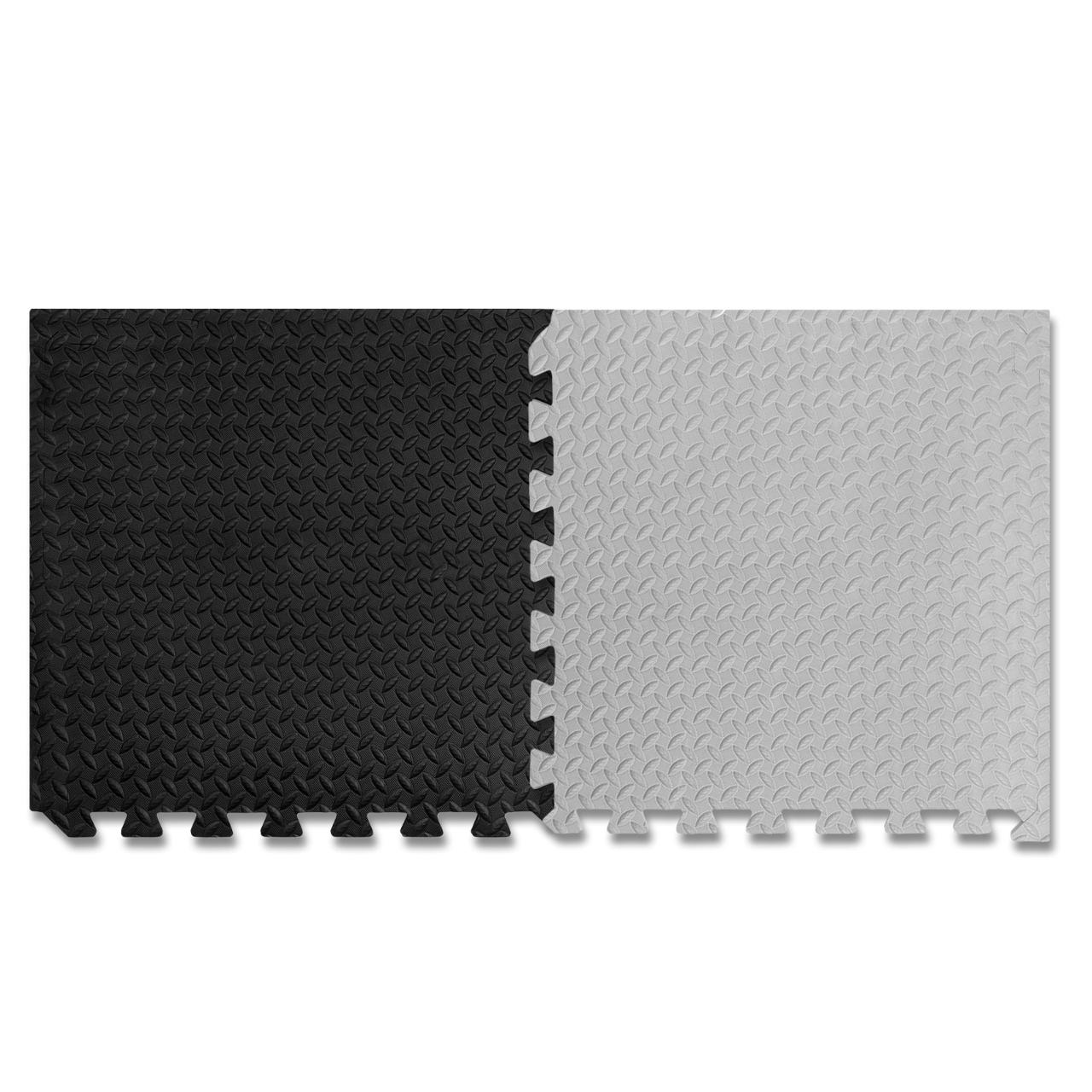 25 mm (1 tile covering 4 Sq Ft) Interlocking Gym Floor Mats:- Black & Grey