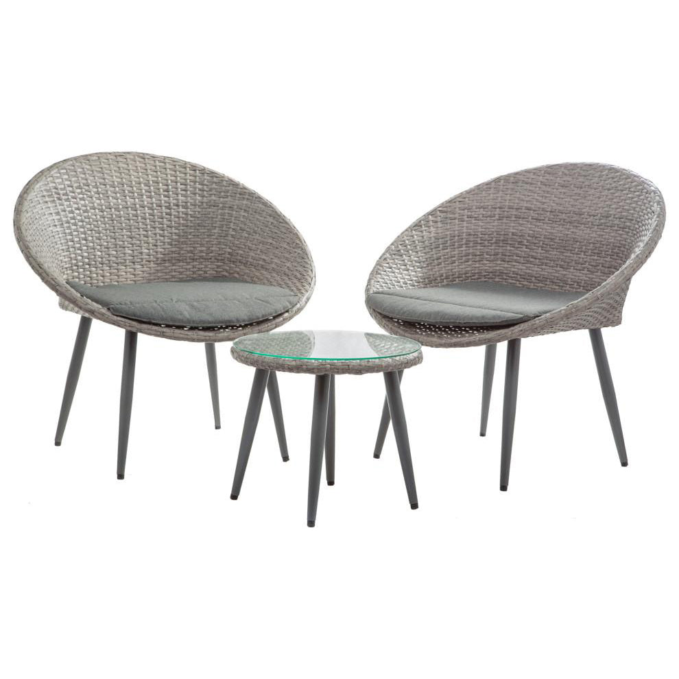 Wicker Patio Modern Minimalist Two-Chair Glass Top Table Set with Chusions