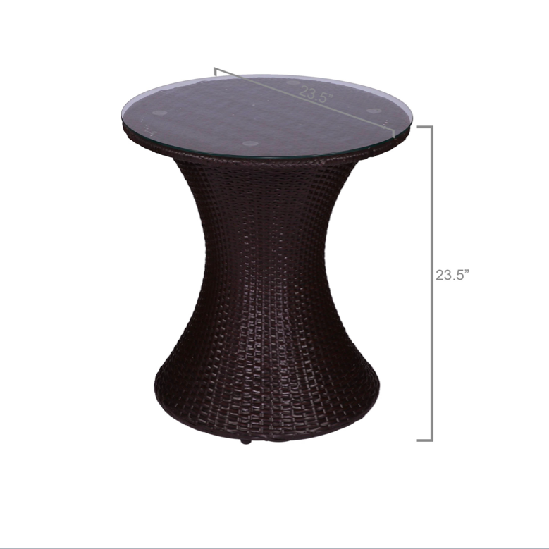 Wicker Patio Furniture Nest Set with Glass Top Table