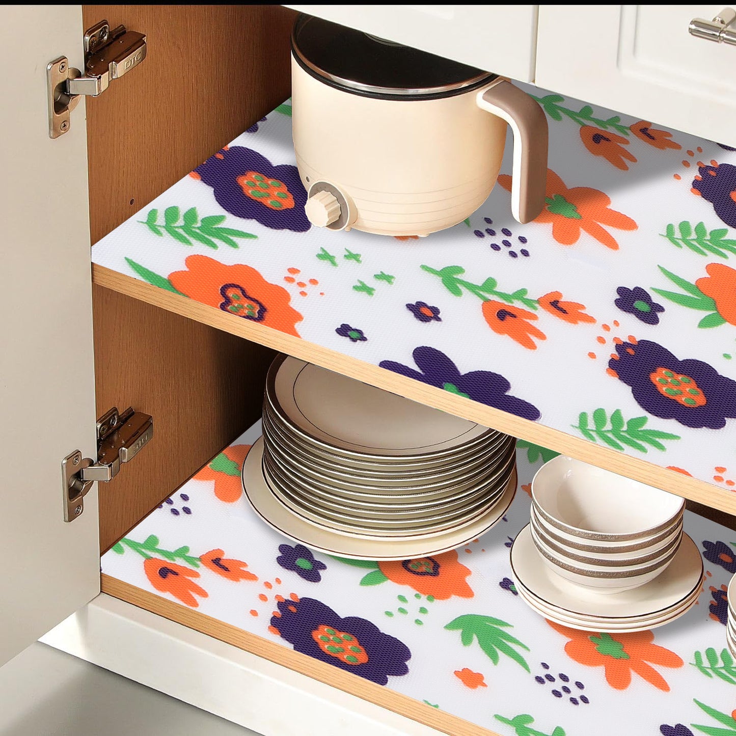 45cm x 5m Multipurpose Waterproof Floral Printed Anti-Slip Shelf Liner Mat