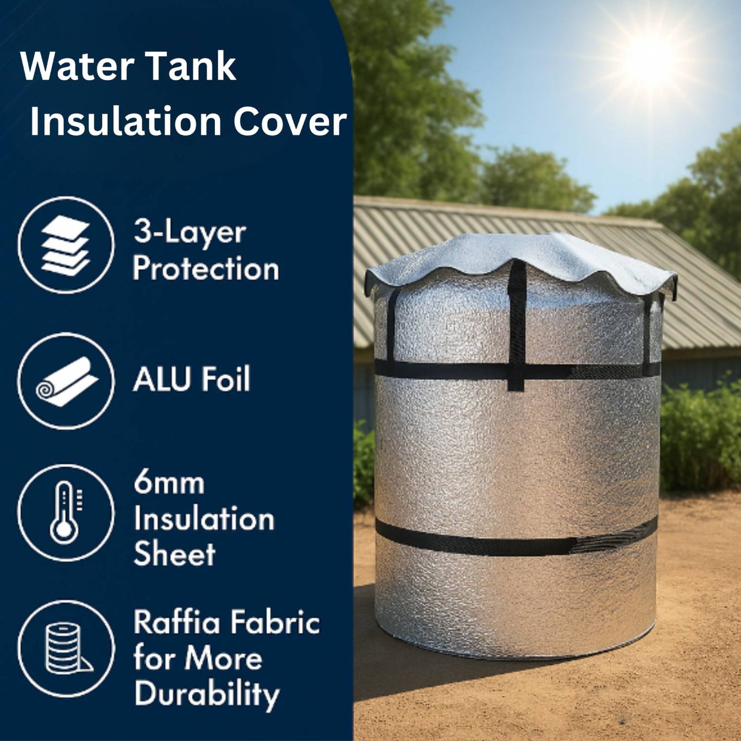 2000 L Premium 3-Layer Weather-Resistant Water Tank Cover
