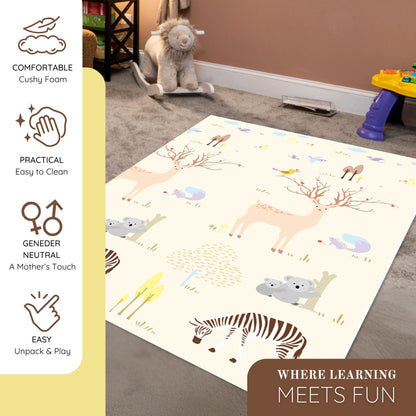 Reversible Giraffe and Rainbow Print Mat for Kids