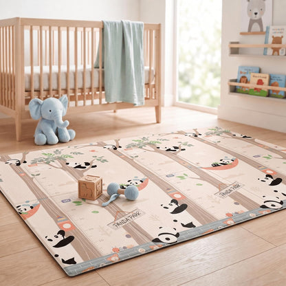 6mm Reversible Baby Play Mat, Babies Folding Mat Extra Large, Waterproof and Portable Kids Floor Mat for Learning & Crawling, Foldable Foam Mat for Kids