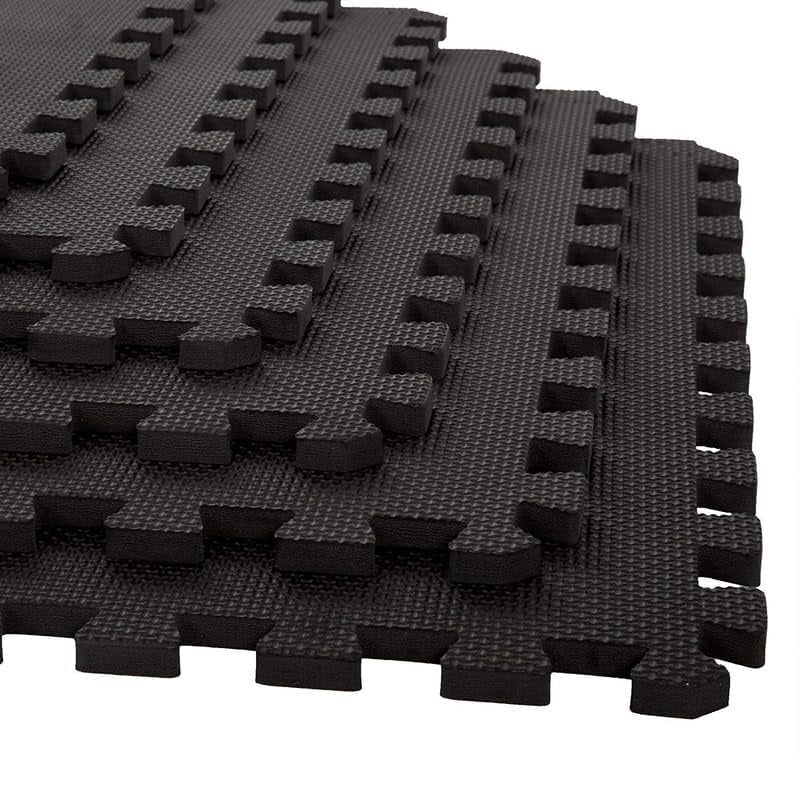 25 mm Interlocking Gym Floor Mats:- Black (1 tile covering 4sq ft)