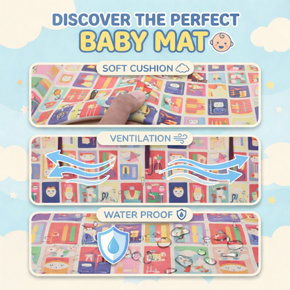 6mm Reversible Baby Play Mat, Babies Folding Mat Extra Large, Waterproof and Portable Kids Floor Mat for Learning & Crawling, Foldable Foam Mat for Kids