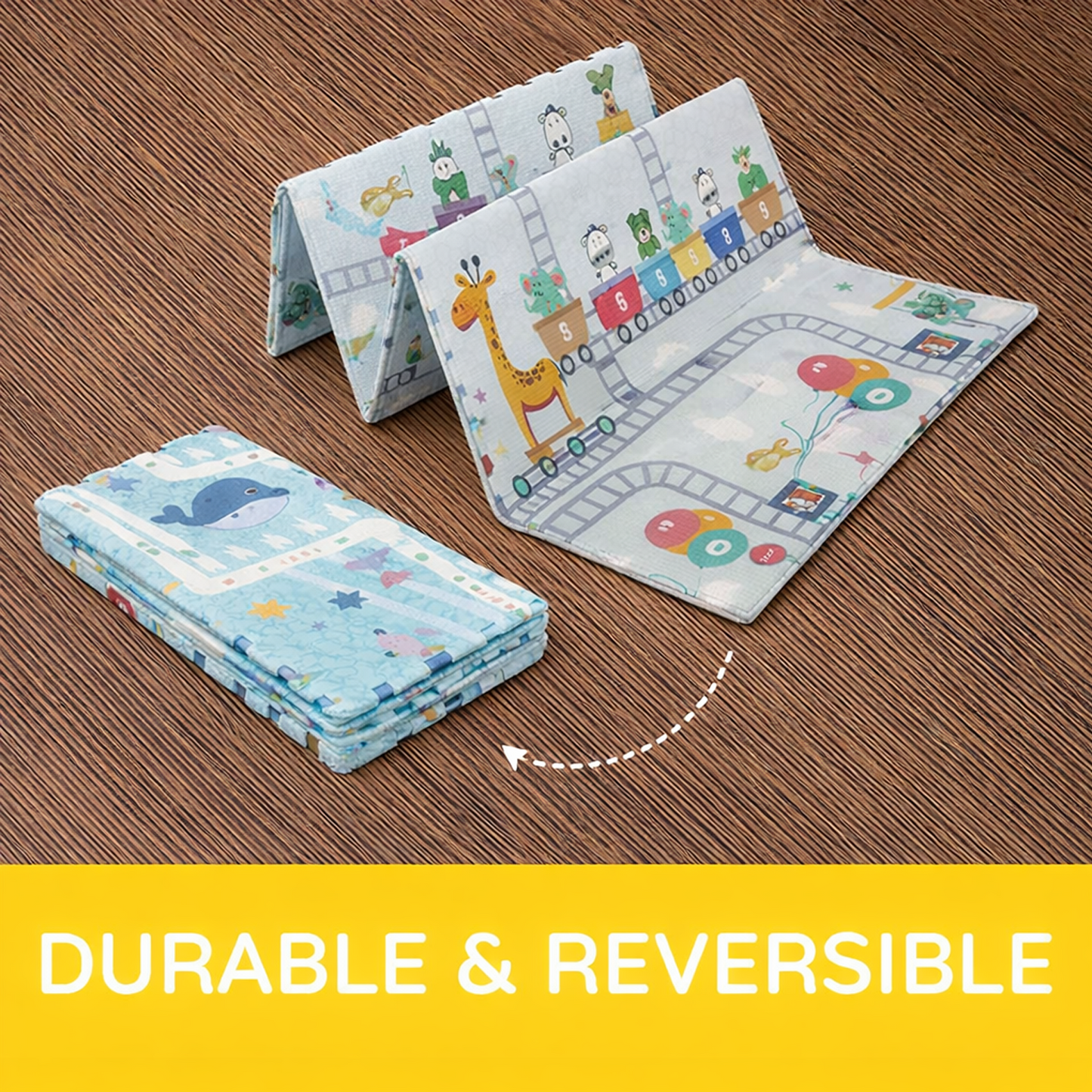 Easyhome Reversible Foldable Baby Play Mat – Extra Large Waterproof Soft Foam Crawling & Play Mat (5×6 ft)