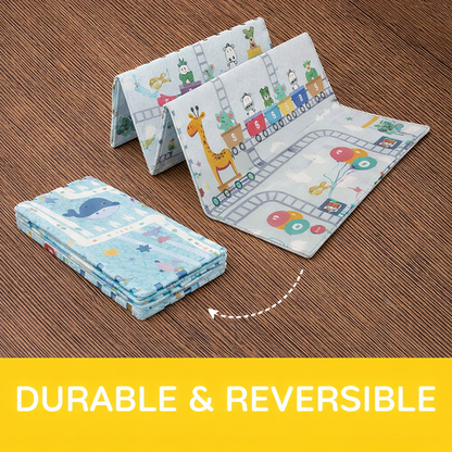 Easyhome Reversible Foldable Baby Play Mat – Extra Large Waterproof Soft Foam Crawling & Play Mat (5×6 ft)