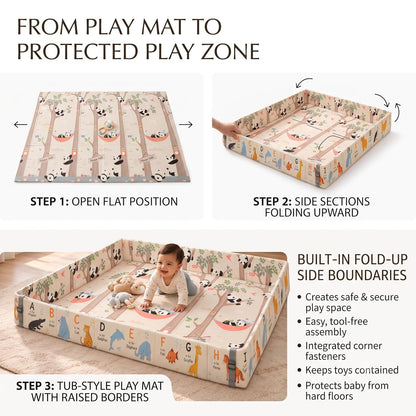 6mm Reversible Baby Play Tub Mat, Babies Folding Mat Extra Large, Waterproof and Portable Kids Floor Mat for Learning & Crawling, Foldable Foam Mat for Kids (Copy) (Copy)