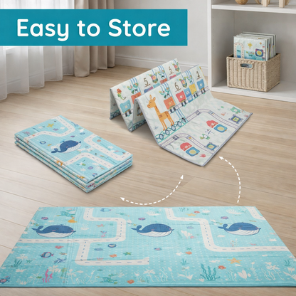 Easyhome Reversible Foldable Baby Play Mat – Extra Large Waterproof Soft Foam Crawling & Play Mat (5×6 ft)