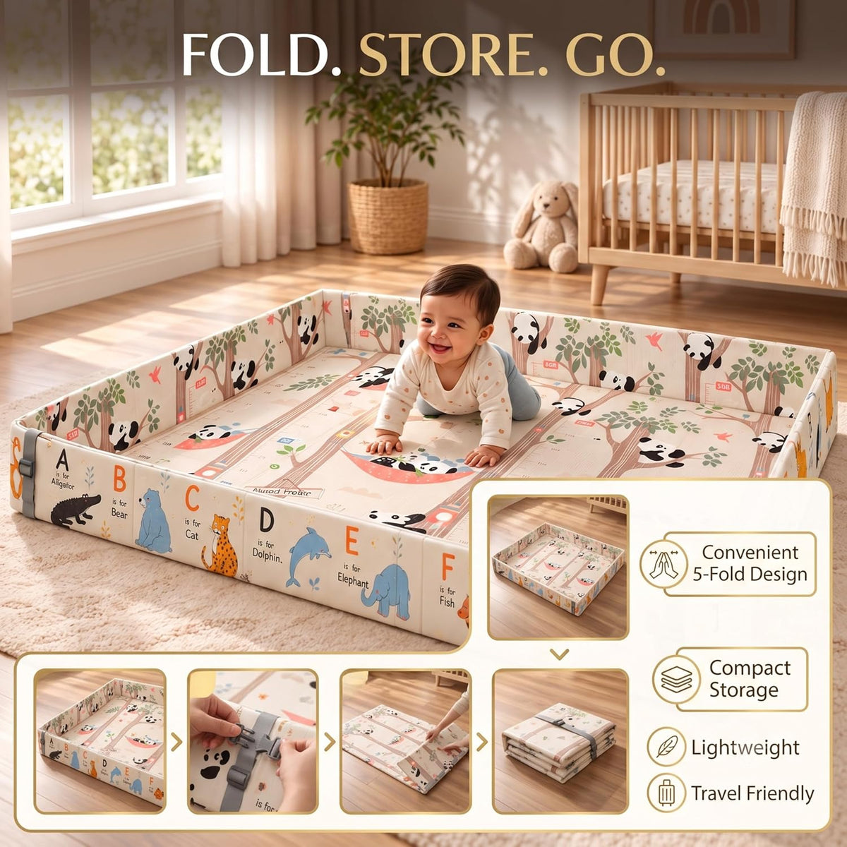 6mm Reversible Baby Play Tub Mat, Babies Folding Mat Extra Large, Waterproof and Portable Kids Floor Mat for Learning & Crawling, Foldable Foam Mat for Kids (Copy) (Copy)