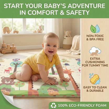 Reversible Baby Play Mat – Waterproof Foldable Foam Floor Mat for Babies, Toddlers & Kids ( 5×6 ft)