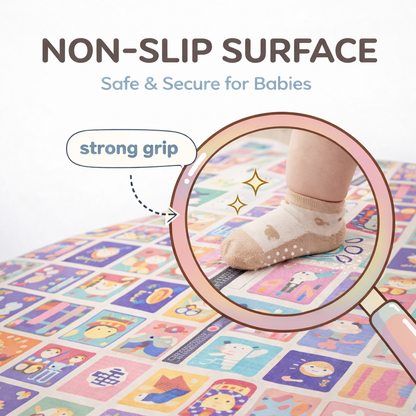 6mm Reversible Baby Play Mat, Babies Folding Mat Extra Large, Waterproof and Portable Kids Floor Mat for Learning & Crawling, Foldable Foam Mat for Kids
