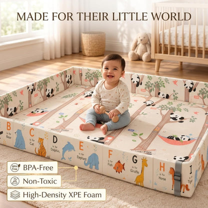 6mm Reversible Baby Play Tub Mat, Babies Folding Mat Extra Large, Waterproof and Portable Kids Floor Mat for Learning & Crawling, Foldable Foam Mat for Kids (Copy) (Copy)