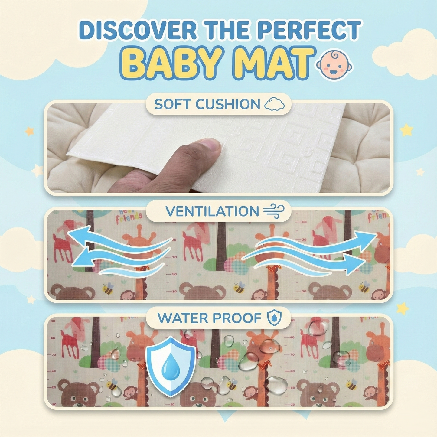 Reversible Baby Play Mat – Waterproof Foldable Foam Floor Mat for Babies, Toddlers & Kids ( 5×6 ft)