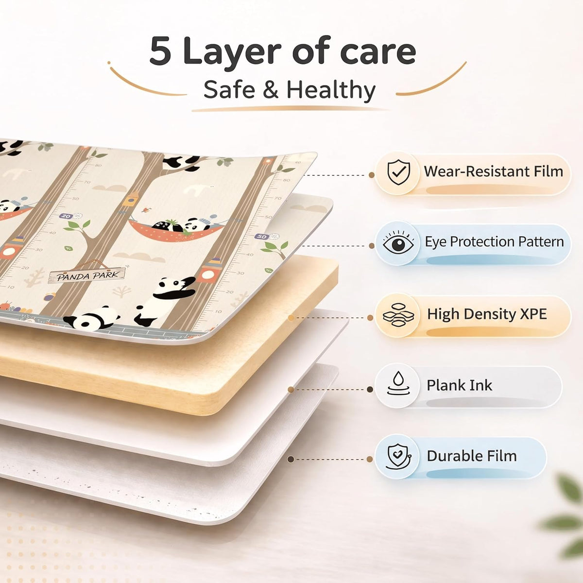 6mm Reversible Baby Play Mat, Babies Folding Mat Extra Large, Waterproof and Portable Kids Floor Mat for Learning & Crawling, Foldable Foam Mat for Kids
