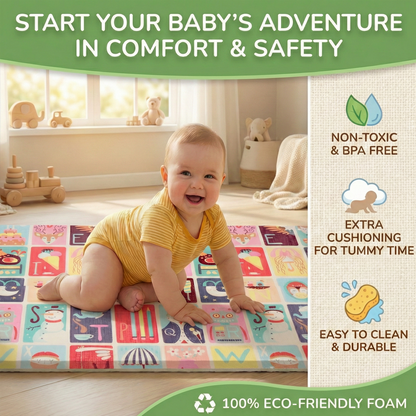 6mm Reversible Baby Play Mat, Babies Folding Mat Extra Large, Waterproof and Portable Kids Floor Mat for Learning & Crawling, Foldable Foam Mat for Kids
