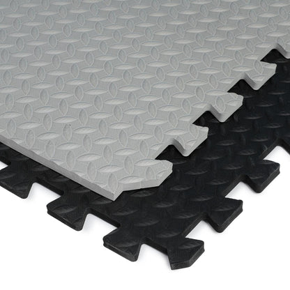 25 mm (1 tile  covering 4 Sq Ft)  Interlocking Gym Floor Mats:- Black & Grey
