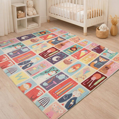 6mm Reversible Baby Play Mat, Babies Folding Mat Extra Large, Waterproof and Portable Kids Floor Mat for Learning & Crawling, Foldable Foam Mat for Kids