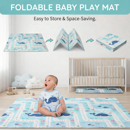 Easyhome Reversible Foldable Baby Play Mat – Extra Large Waterproof Soft Foam Crawling & Play Mat (5×6 ft)