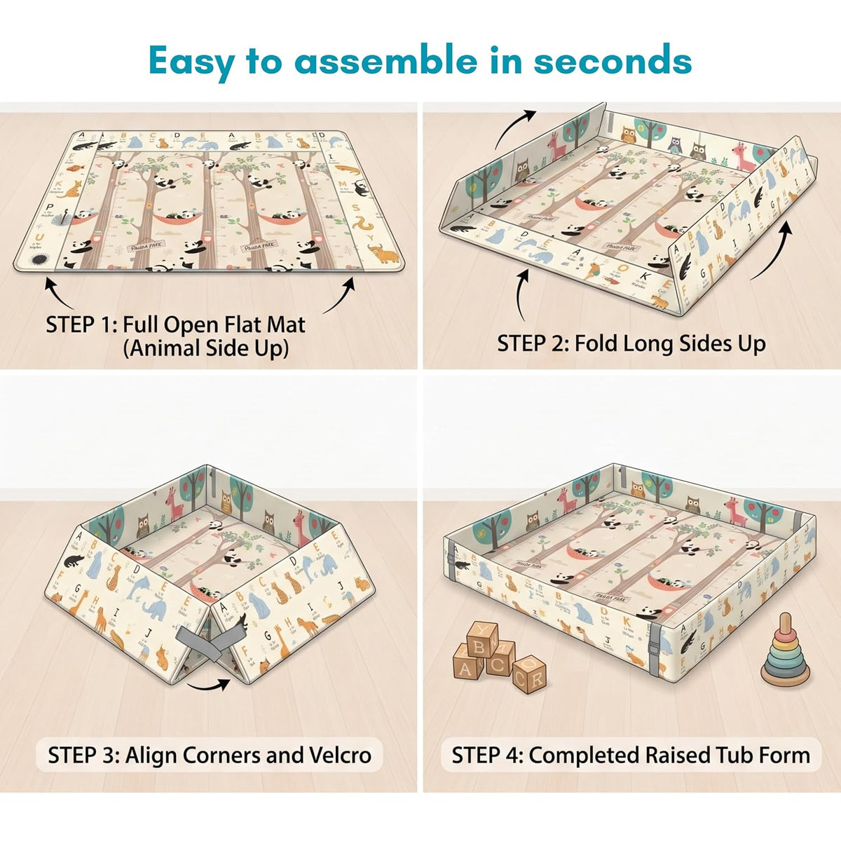 6mm Reversible Baby Play Tub Mat, Babies Folding Mat Extra Large, Waterproof and Portable Kids Floor Mat for Learning & Crawling, Foldable Foam Mat for Kids (Copy) (Copy)