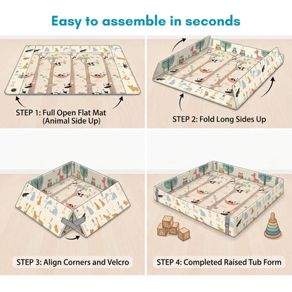 6mm Reversible Baby Play Tub Mat, Babies Folding Mat Extra Large, Waterproof and Portable Kids Floor Mat for Learning & Crawling, Foldable Foam Mat for Kids (Copy) (Copy)