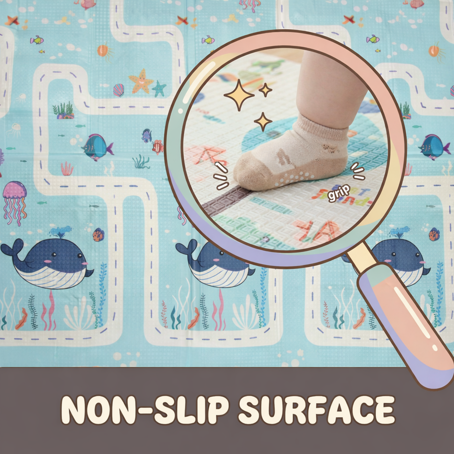 Easyhome Reversible Foldable Baby Play Mat – Extra Large Waterproof Soft Foam Crawling & Play Mat (5×6 ft)