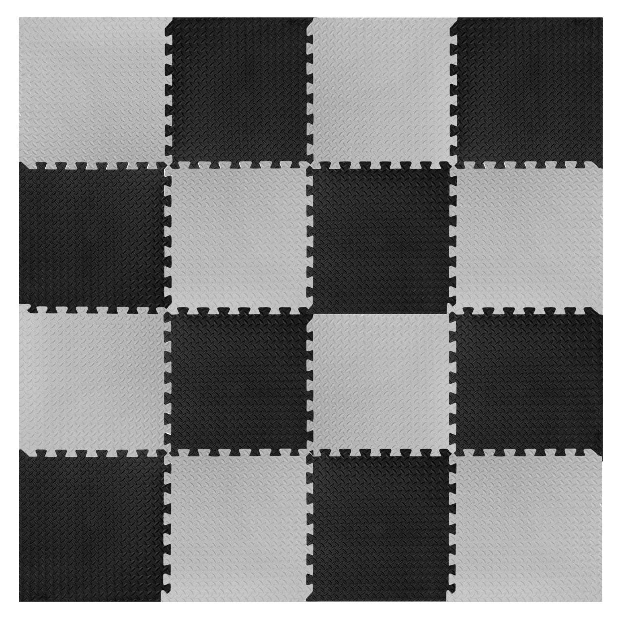 25 mm (1 tile  covering 4 Sq Ft)  Interlocking Gym Floor Mats:- Black & Grey
