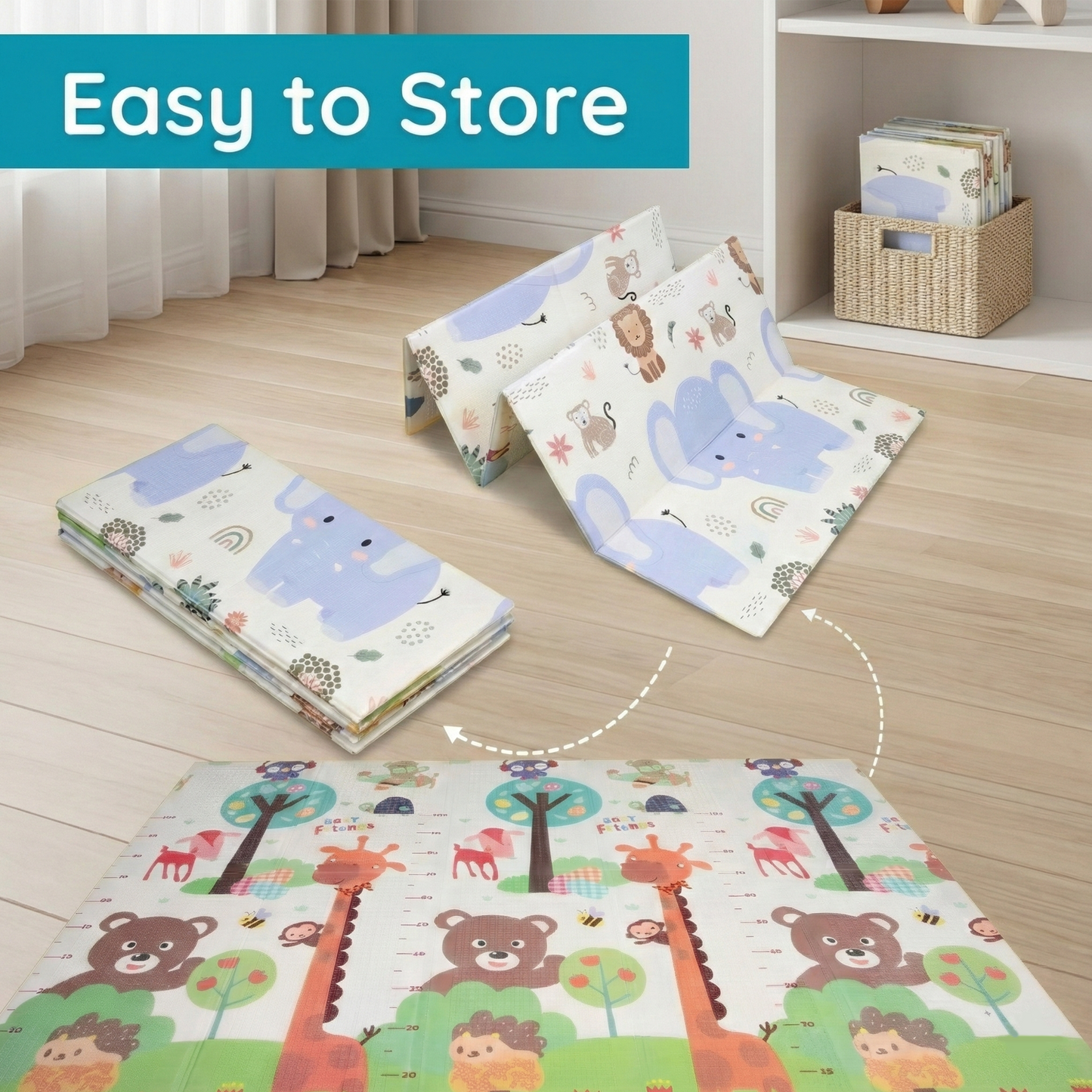 Reversible Baby Play Mat – Waterproof Foldable Foam Floor Mat for Babies, Toddlers & Kids ( 5×6 ft)