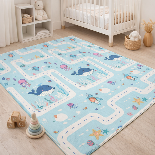 Easyhome Reversible Foldable Baby Play Mat – Extra Large Waterproof Soft Foam Crawling & Play Mat (5×6 ft)
