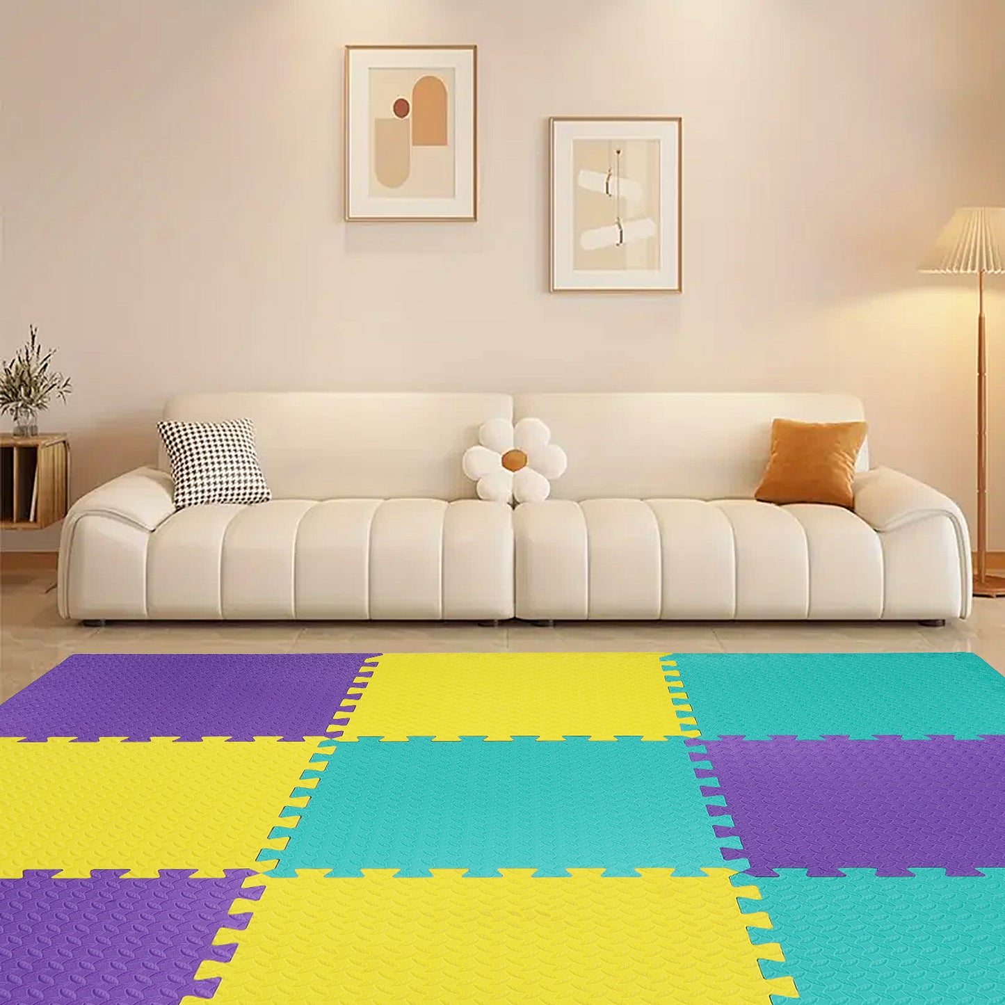 Multicolor  Play Mat for Kids Pack Of 9