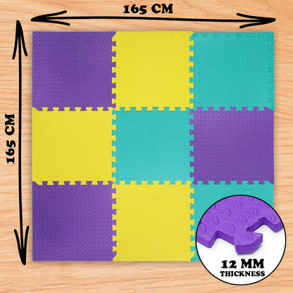 Multicolor  Play Mat for Kids Pack Of 9