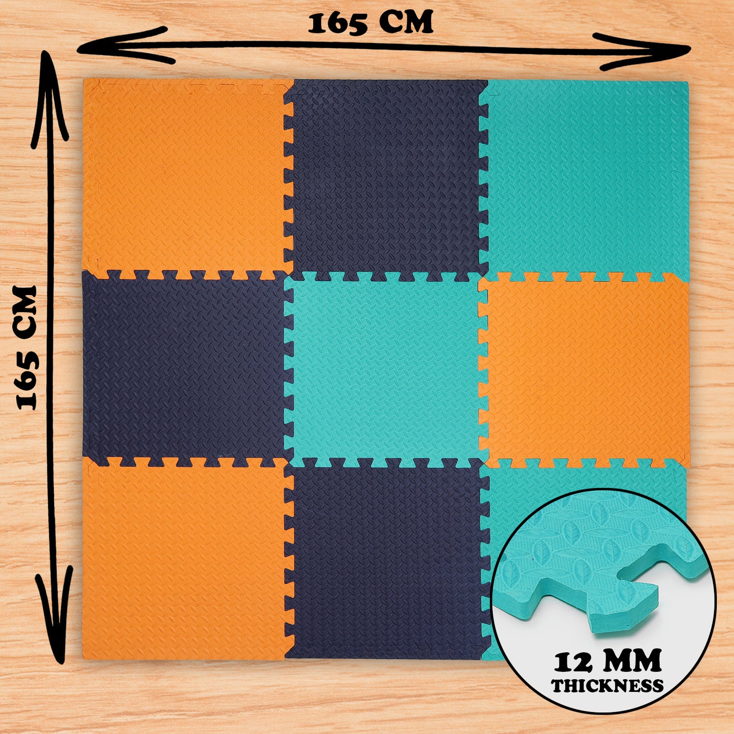 Multicolor  Play Mat for Kids Pack Of 9