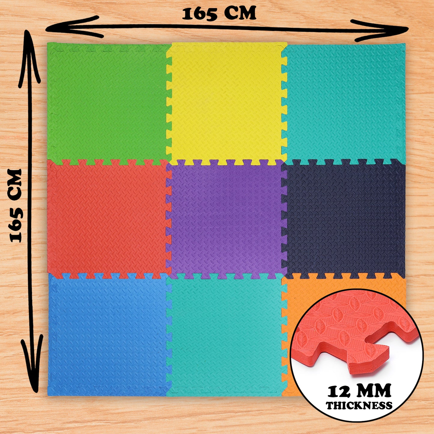 Multicolor  Play Mat for Kids Pack Of 9