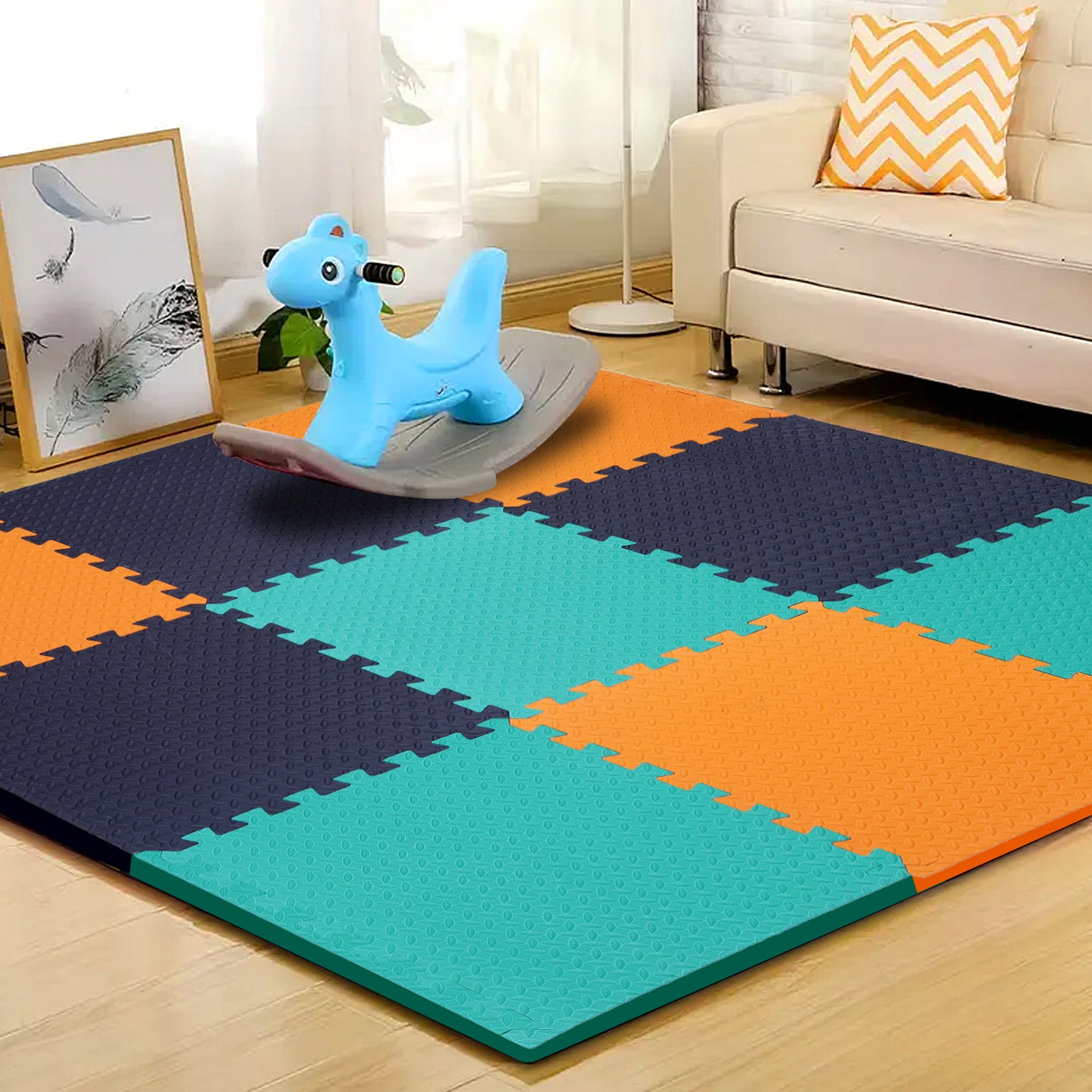 Multicolor  Play Mat for Kids Pack Of 9