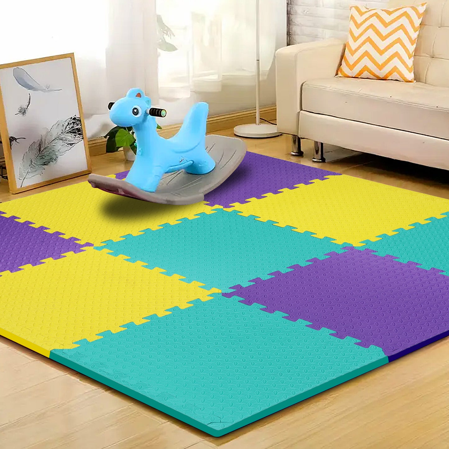 Multicolor  Play Mat for Kids Pack Of 9