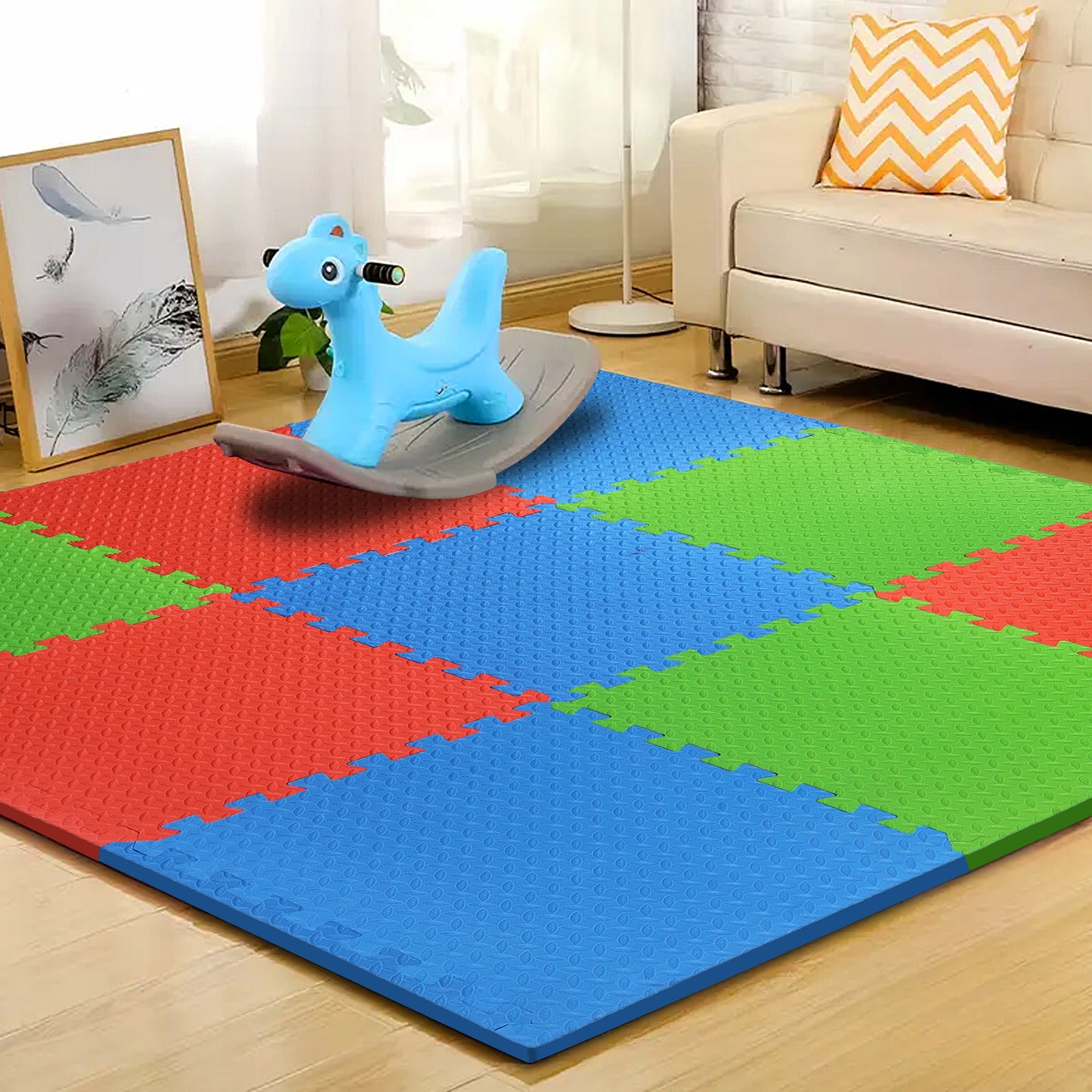 Multicolor  Play Mat for Kids Pack Of 9