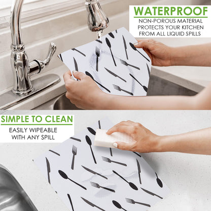 45cm x 5m Multipurpose Waterproof Cutlery Printed Anti-Slip Shelf Liner Mat